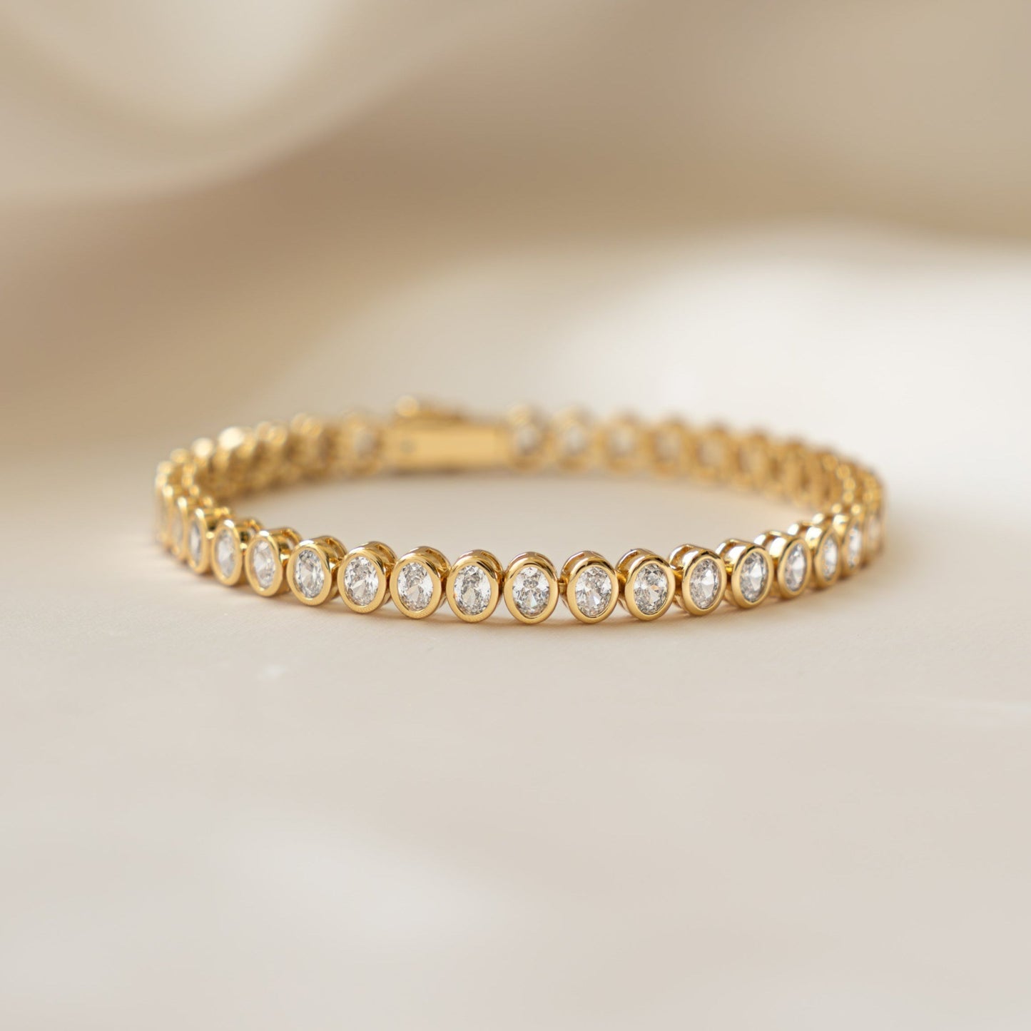 Dainty Oval Bezel CZ Tennis Bracelet