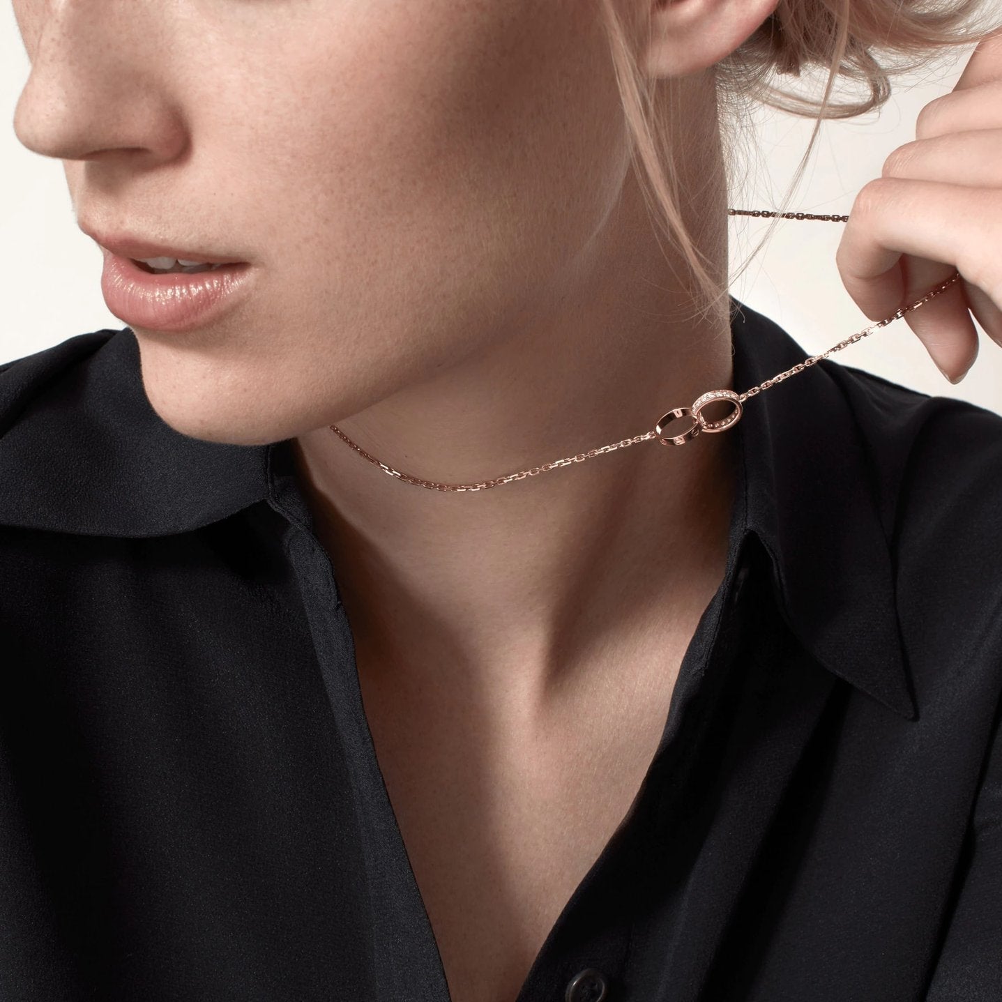 Interlocking Love Ring Pendant Necklace