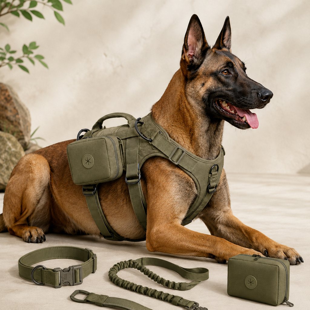 5-Piece Tactical Dog Harness Set for Hiking & Training - Better Control for Strong Dogs