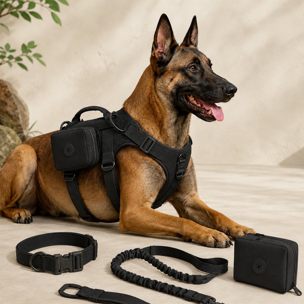 5-Piece Tactical Dog Harness Set for Hiking & Training - Better Control for Strong Dogs
