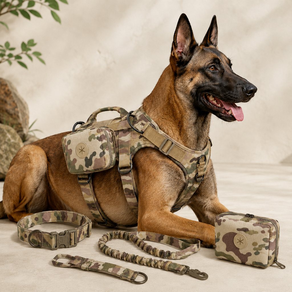 5-Piece Tactical Dog Harness Set for Hiking & Training - Better Control for Strong Dogs