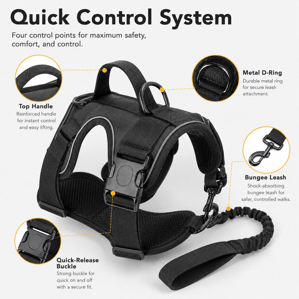 5-Piece Tactical Dog Harness Set for Hiking & Training - Better Control for Strong Dogs