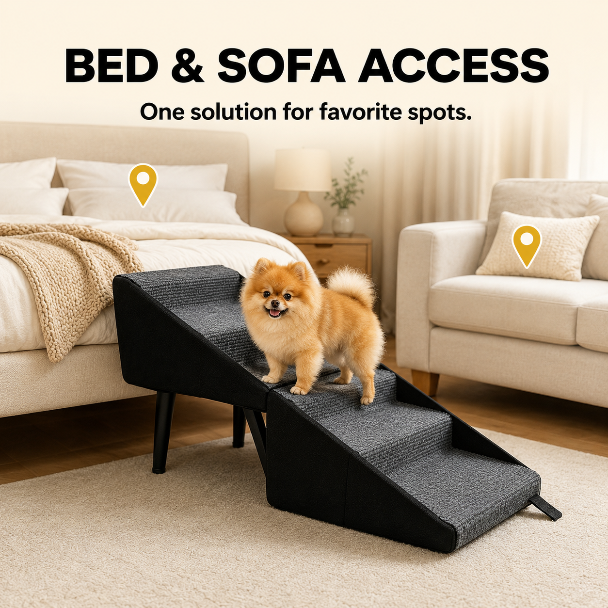 Convertible Pet Ramp & Step Stool for Dogs with Anti-Slip Design | Versatile Accessory for Safe Climbing