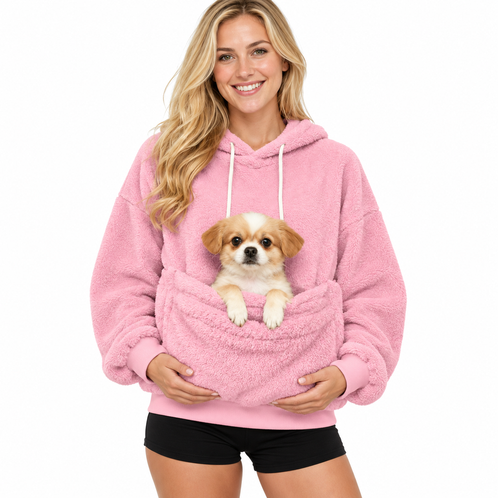Hands-Free Pet Carrier Hoodie – Cozy Front Pouch for Cats & Small Dogs at Home & Everyday Outings