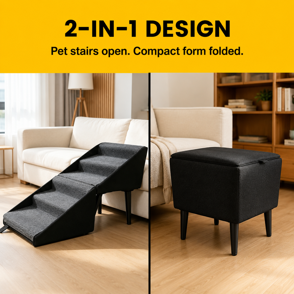 Convertible Pet Ramp & Step Stool for Dogs with Anti-Slip Design | Versatile Accessory for Safe Climbing