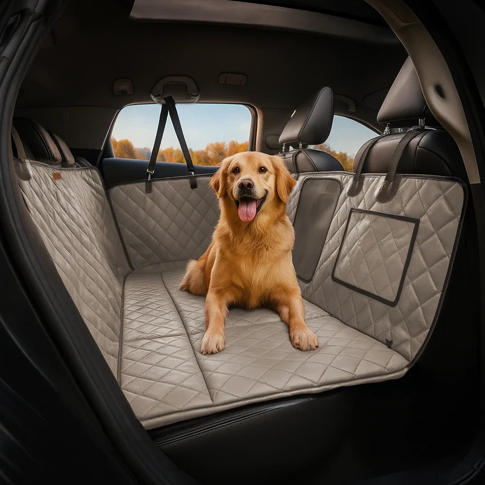 Faux Leather Dog Car Hammock – Waterproof Back Seat Cover with Mesh Window - view 15