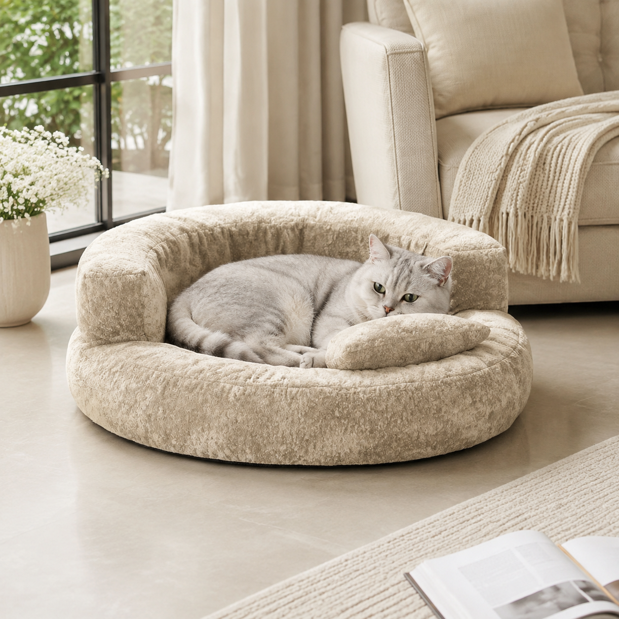 Orthopedic Donut Dog Bed with Pillows