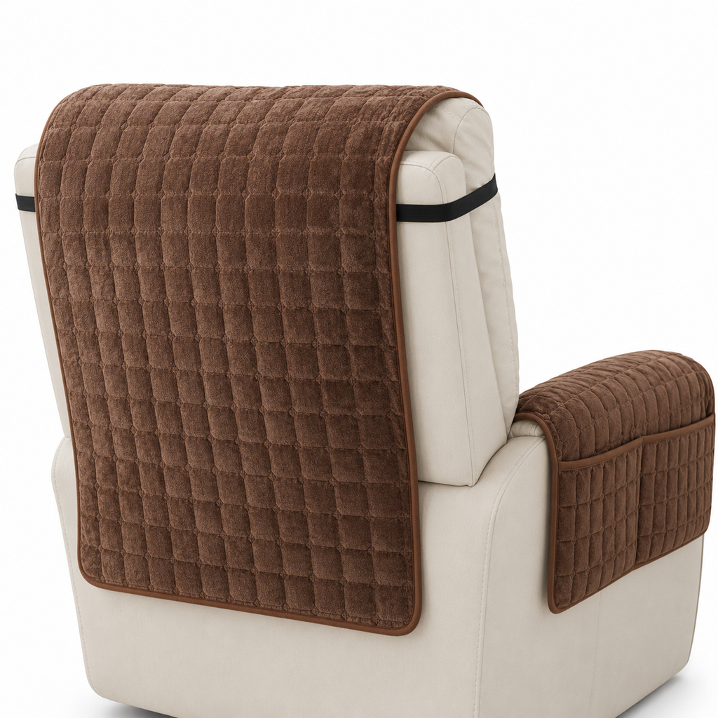 Quilted Recliner Chair Cover – Non-Slip Washable Furniture Protector with Side Pocket
