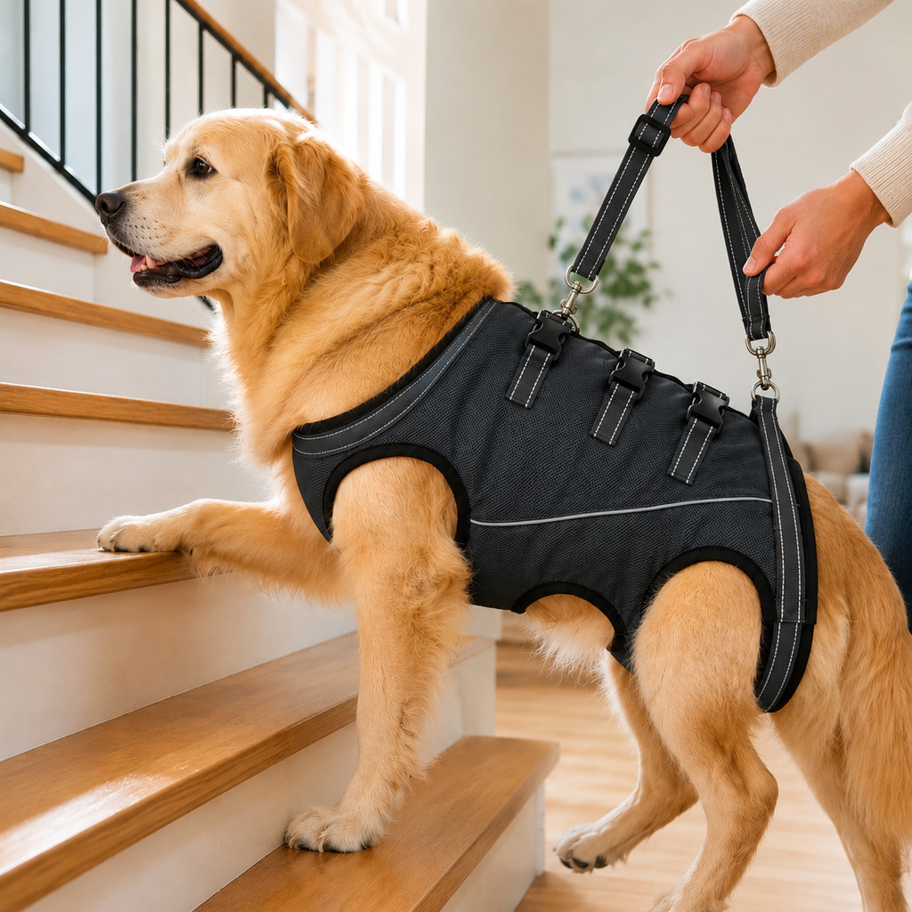Full-Body Dog Mobility Support Harness for Stairs & Car Rides - Lift Assist Vest for Senior Dogs with Weak Hind Legs
