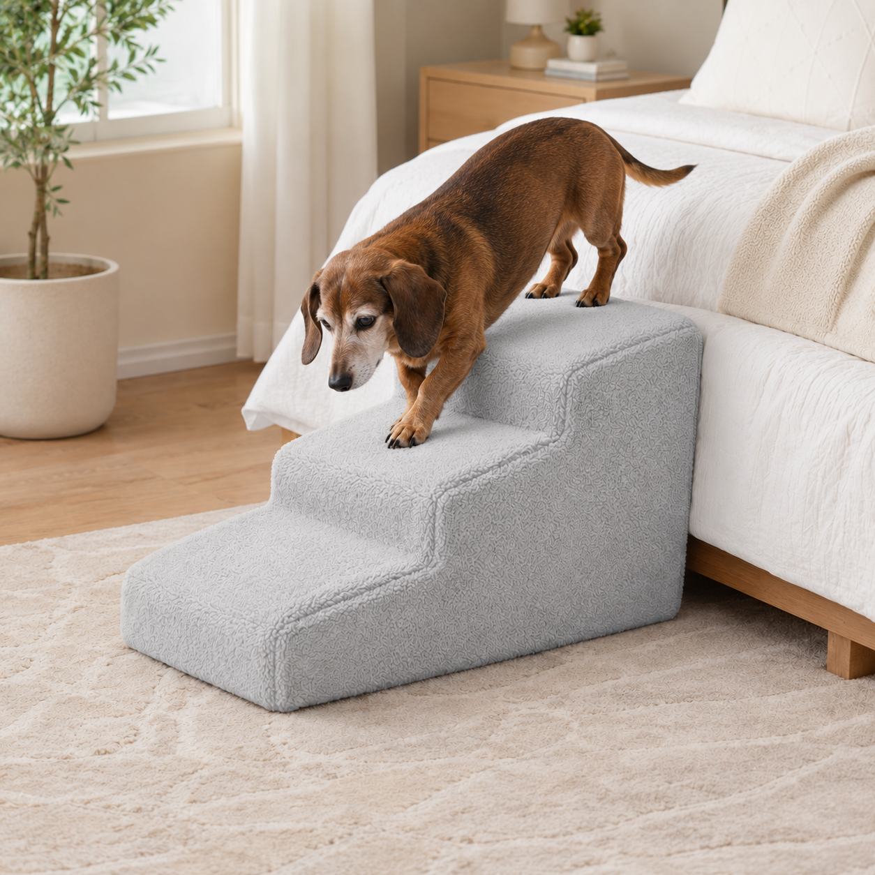 Dog Ramp for Bed with Non-Slip Base | Gentle Access for Senior and Small Pets