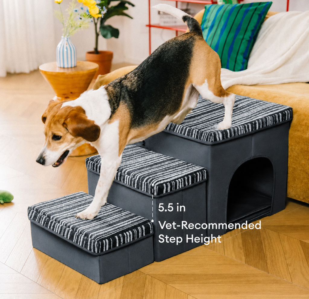 SnugNest | Dog Stairs for Bed with Hidden Storage | Stylish & Durable Accessory for Easy Pet Access