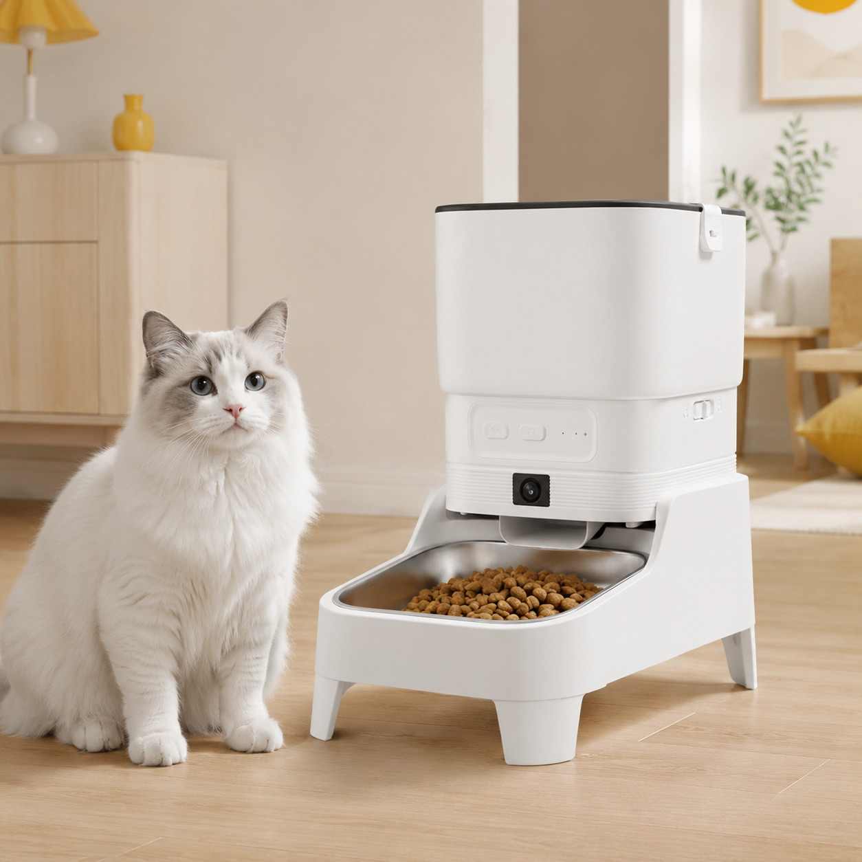 Smart Pet Feeder with 15CM Elevated Camera Tuya App Control for Busy Pet Owners FURPIPI Automatic Cats Dog Food Feeder Dispenser
