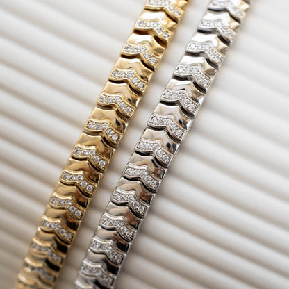 Textured Chevron Chain Tennis Bracelet