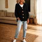 Wearbella – Hooded Waffle-Knit Button-Front Cardigan