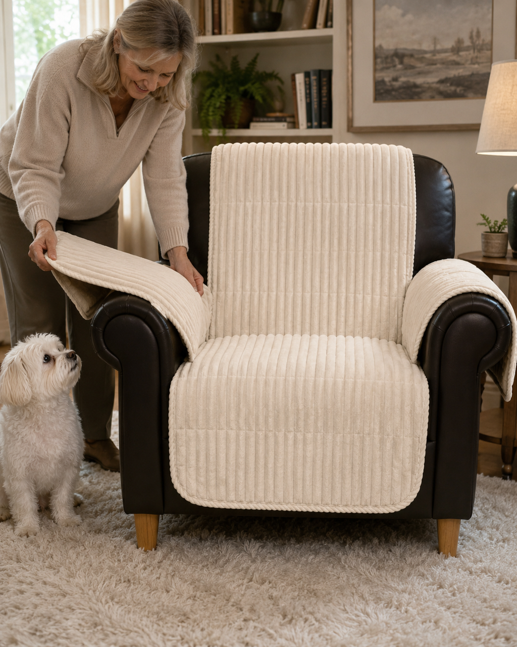 Waterproof One-Piece Cozy Flannel Sofa Protection Non-Slip Recliner Couch Covers