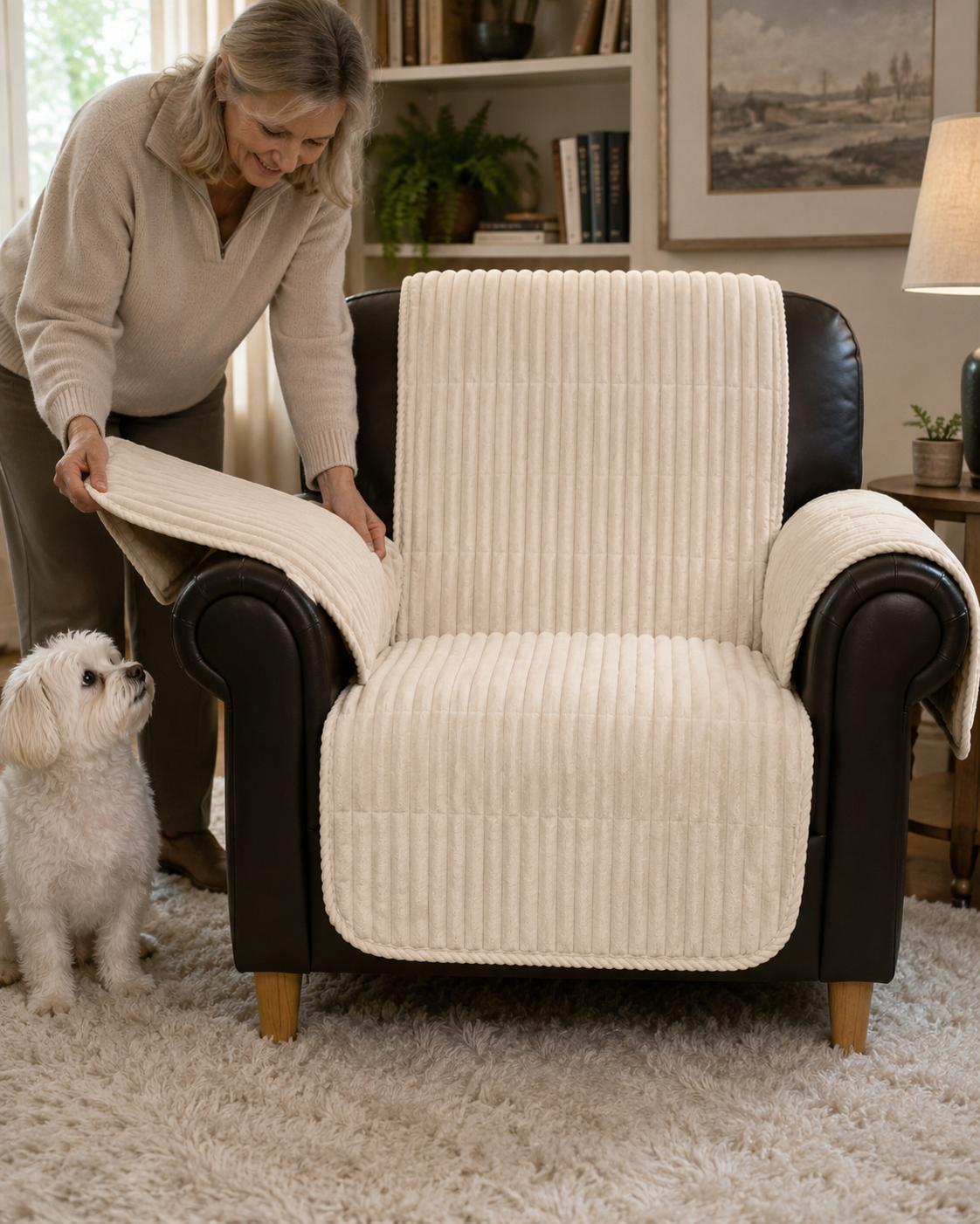 Waterproof One-Piece Cozy Flannel Sofa Protection Non-Slip Recliner Couch Covers