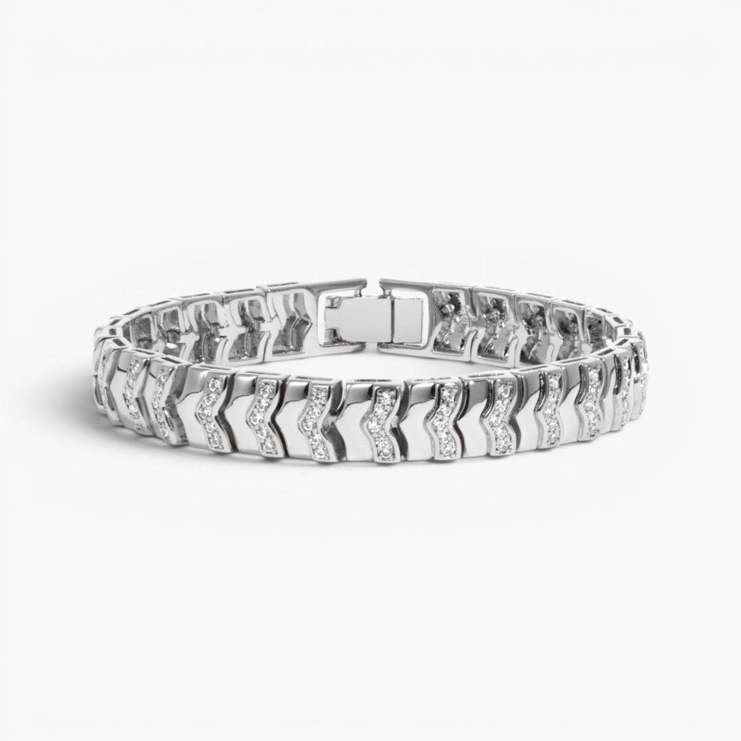 Textured Chevron Chain Tennis Bracelet