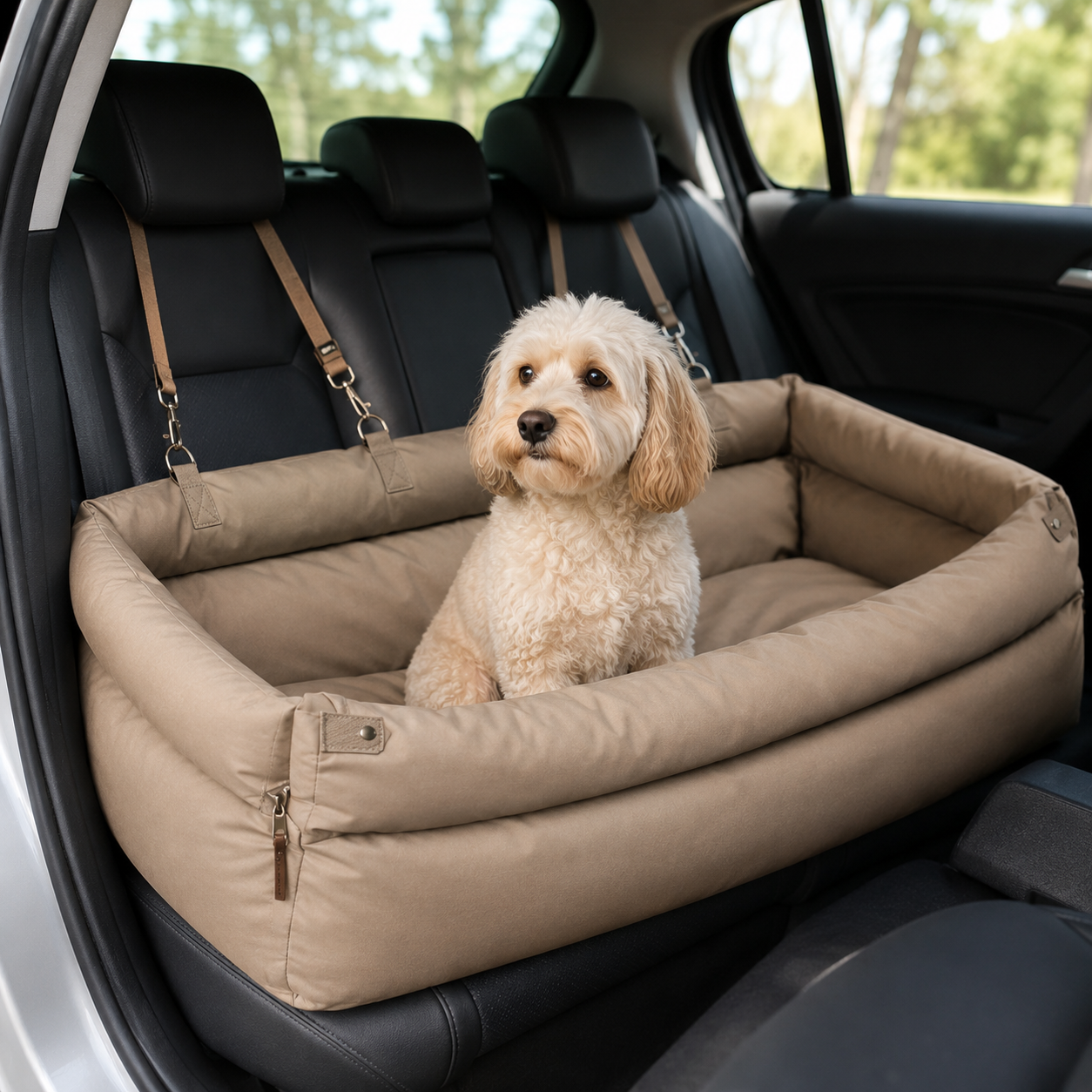Waterproof Dog Car Seat Bed – Padded Travel Bed for Dogs
