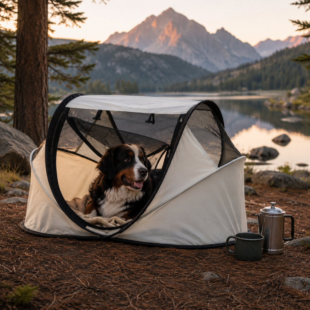 Pop-Up Dog Tent, Travel Crate, Foldable, Mesh, Dogs & Cats. Deze