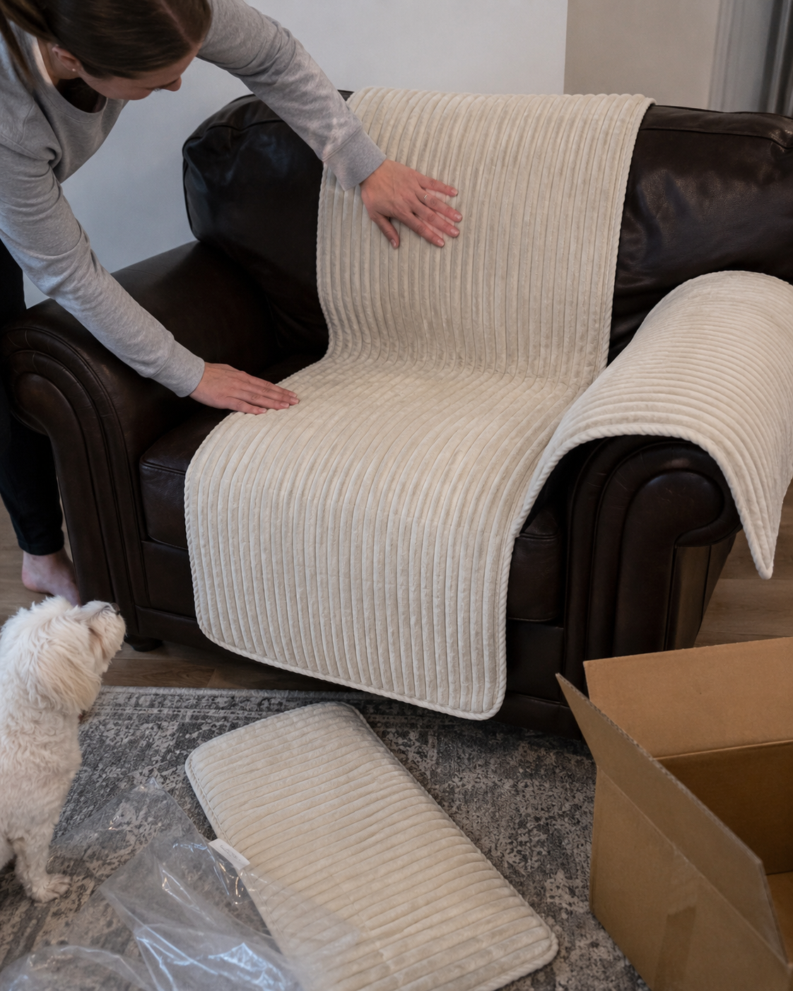 Waterproof One-Piece Cozy Flannel Sofa Protection Non-Slip Recliner Couch Covers