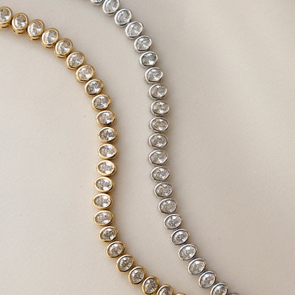 Dainty Oval Bezel CZ Tennis Bracelet