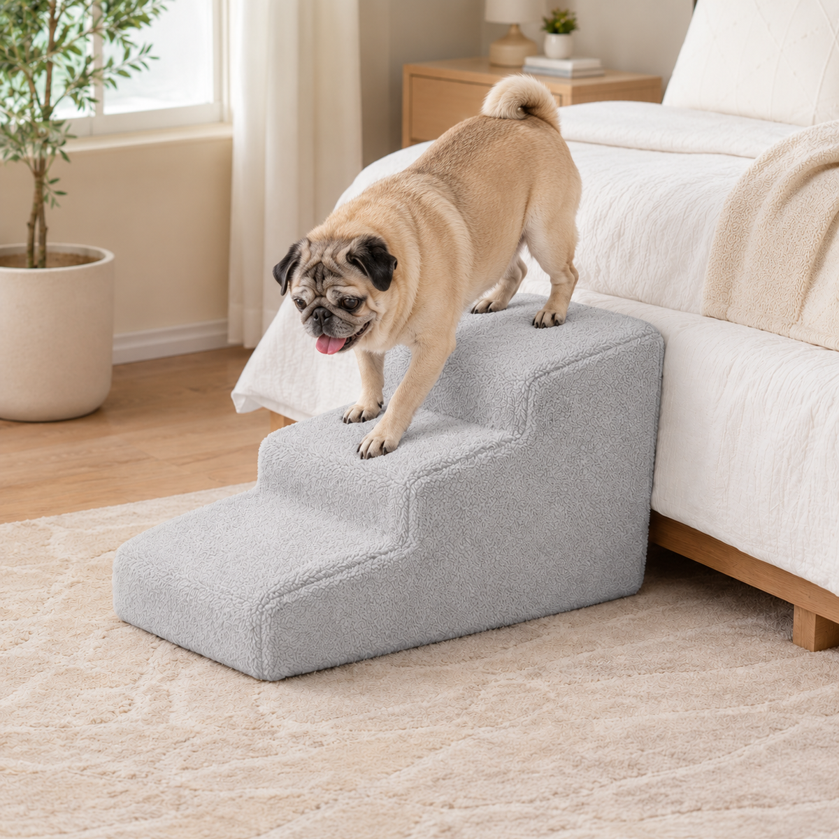 Dog Ramp for Bed with Non-Slip Base | Gentle Access for Senior and Small Pets
