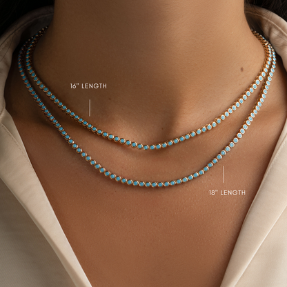 Dainty Round Turquoise Tennis Necklace