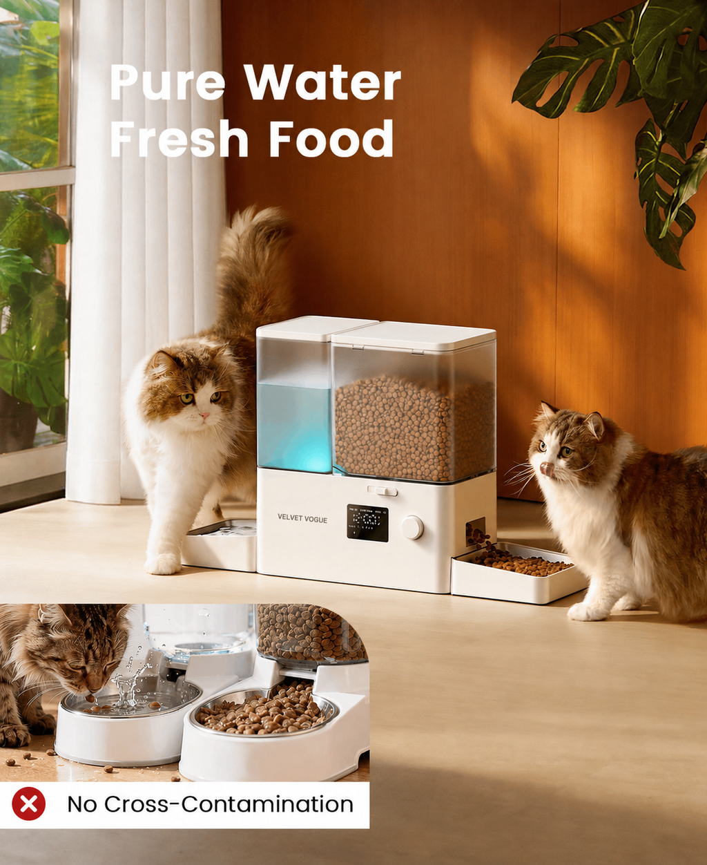 Oneisall 2-in-1 Automatic Cat Feeder and Water Dispenser