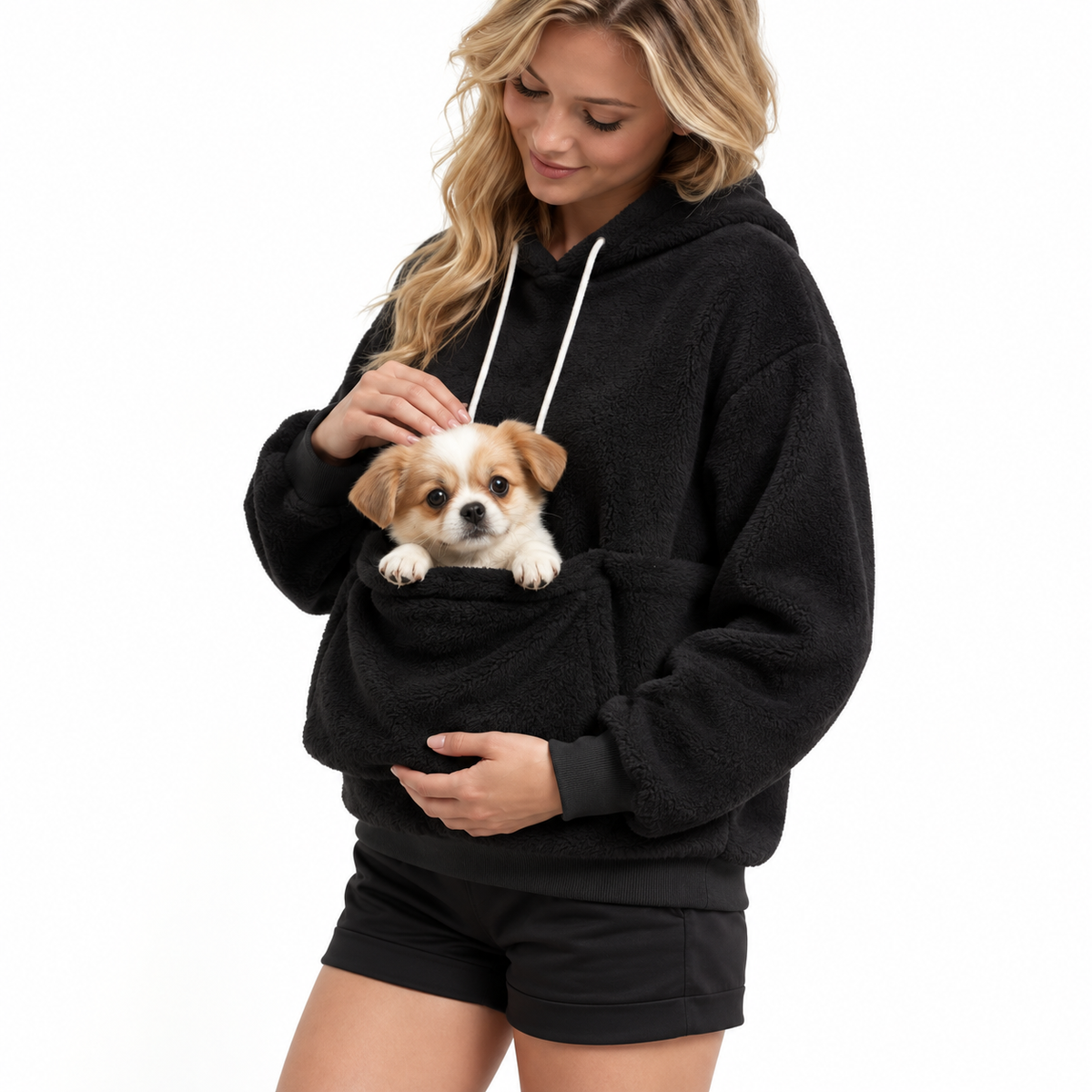 Hands-Free Pet Carrier Hoodie – Cozy Front Pouch for Cats & Small Dogs at Home & Everyday Outings