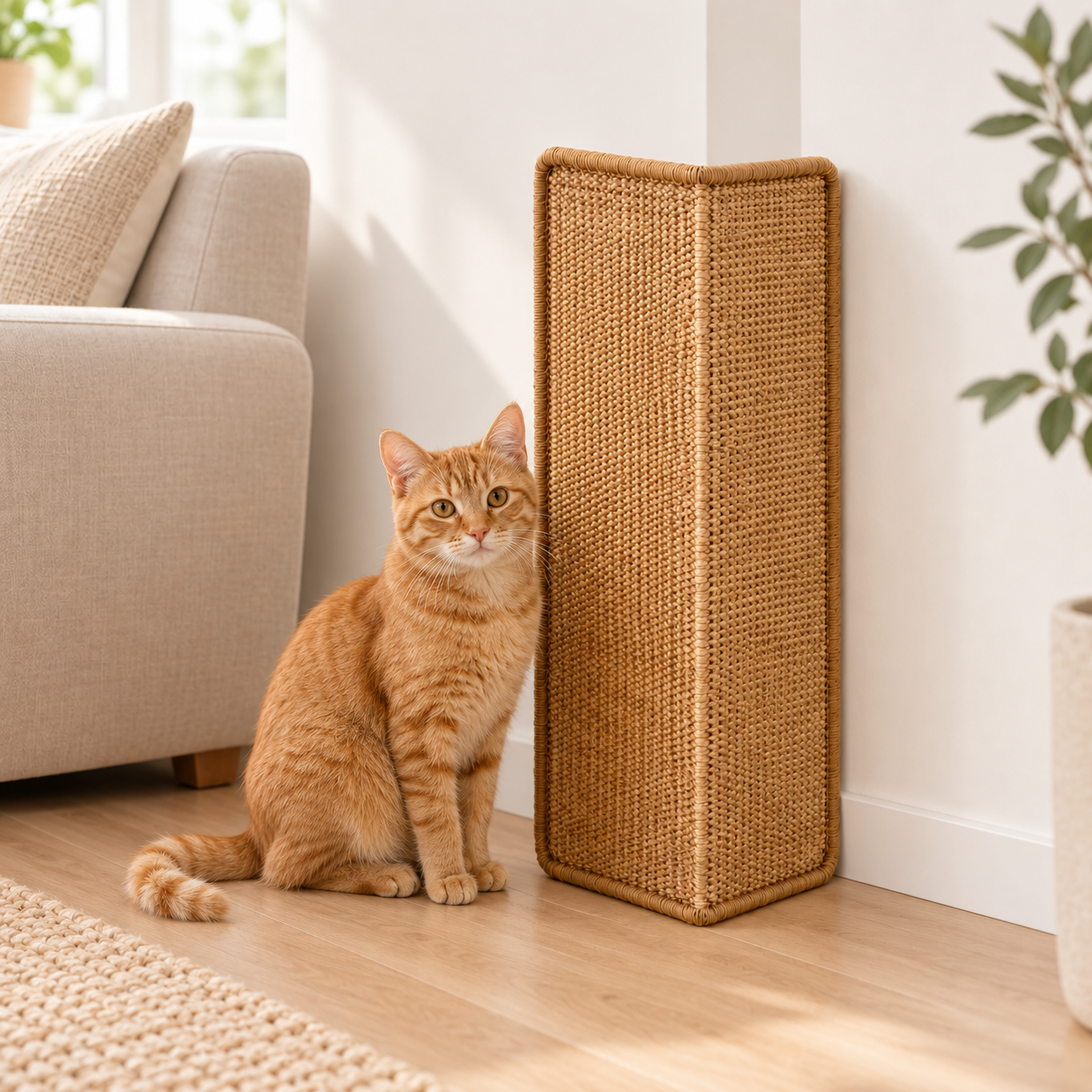 Durable Sisal Cat Scratching Board with Stable Design | Space-Saving Solution for Sofa and Wall Protection