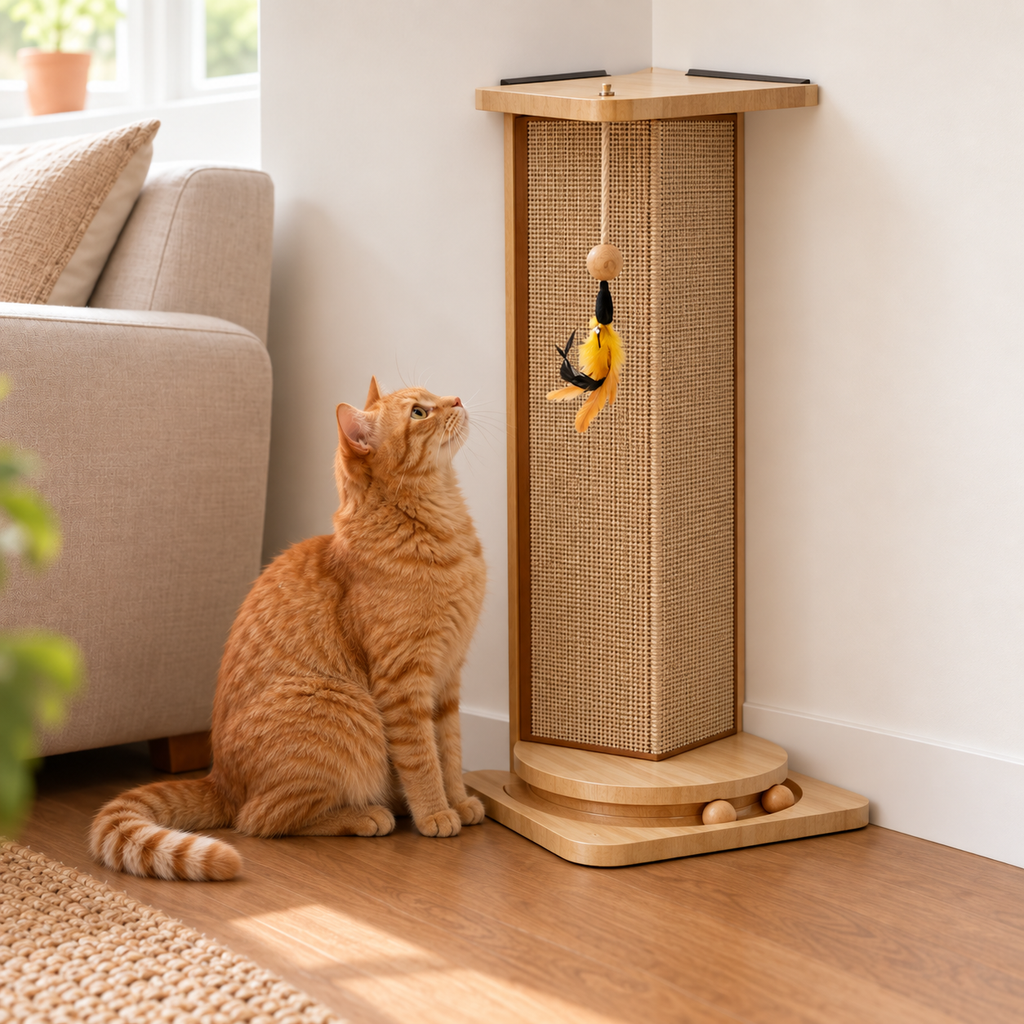 Durable Sisal Corner Cat Scratching Post with Stable Design | Space-Saving Solution for Sofa and Wall Protection