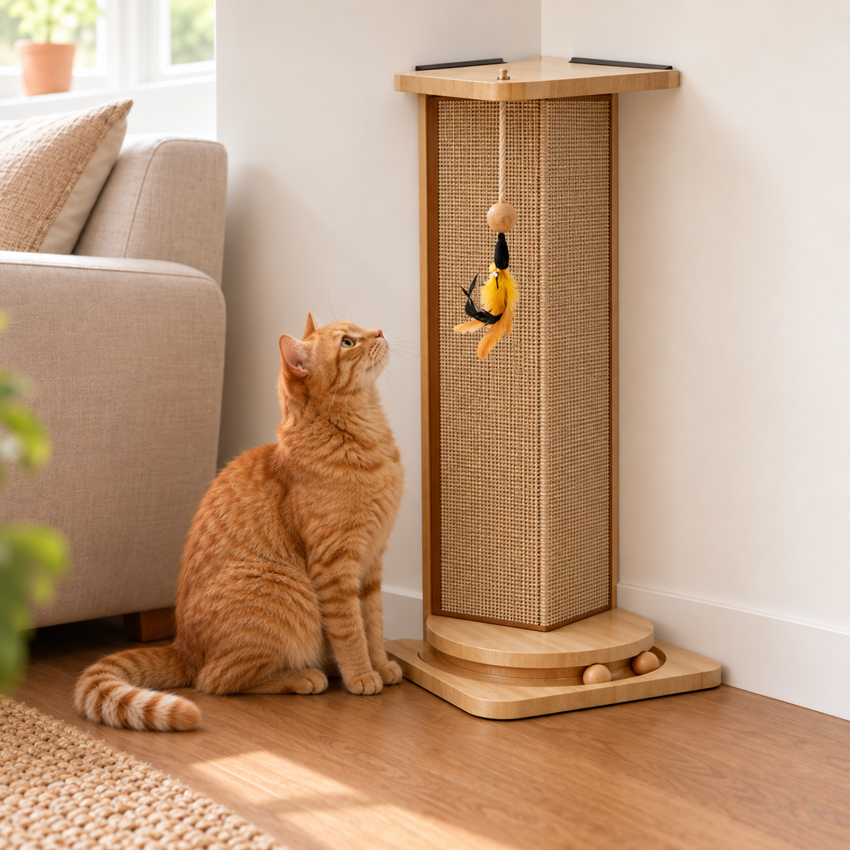Durable Sisal Corner Cat Scratching Post with Stable Design | Space-Saving Solution for Sofa and Wall Protection
