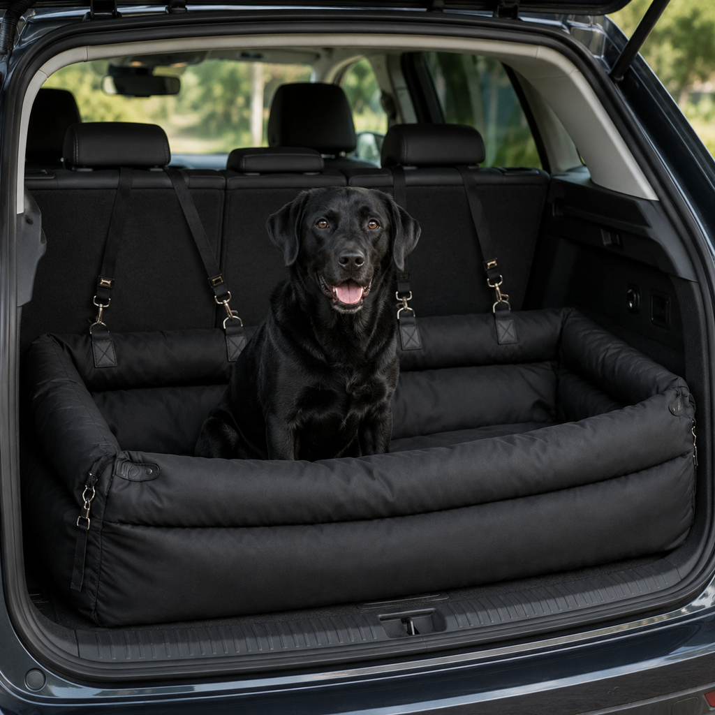 Waterproof Dog Car Seat Bed – Padded Travel Bed for Dogs