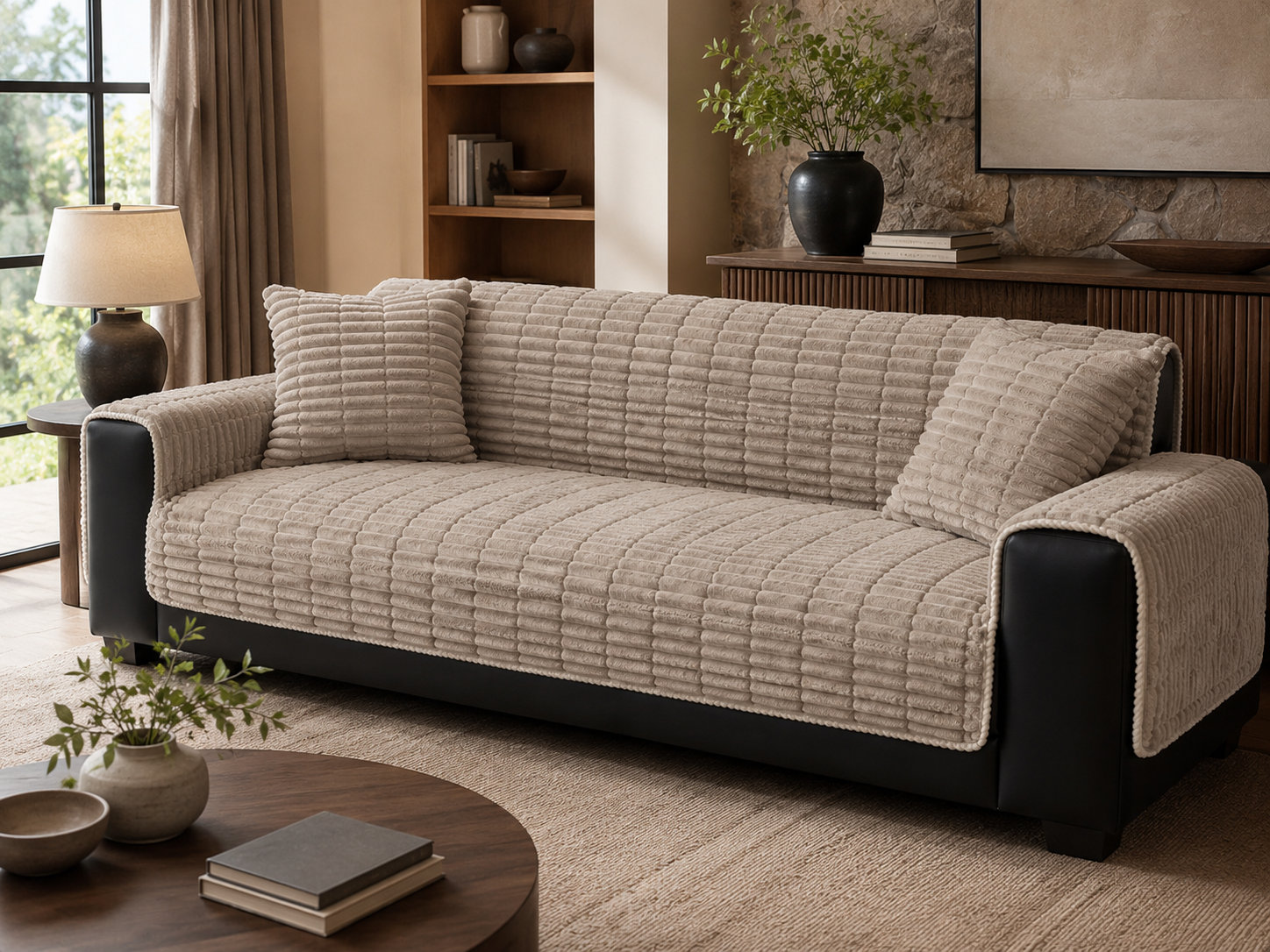 Cozy Flannel | Waterproof Sofa Cover with Non-Slip Backing | Pet-Friendly Protection for Ultimate Comfort