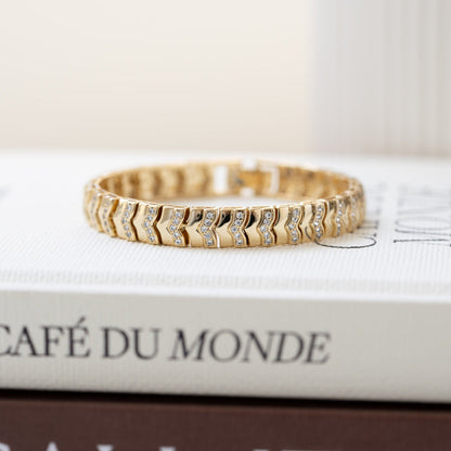 Textured Chevron Chain Tennis Bracelet