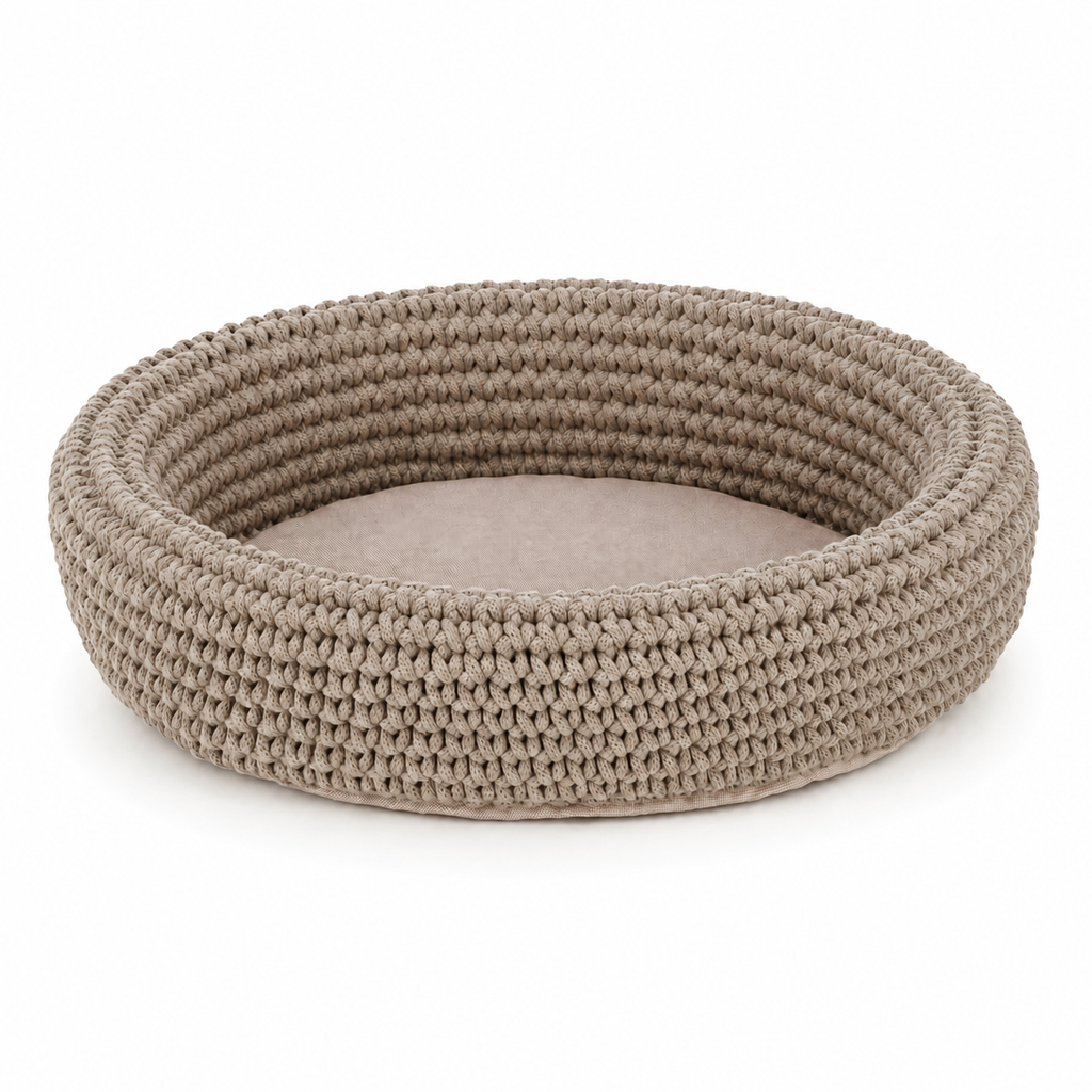 Cat Bed with Soft Cushion Base | Hand-Woven Design for Cozy Comfort