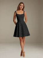 Women's Floral Square-Neck A-Line Mini Dress, Sleeveless