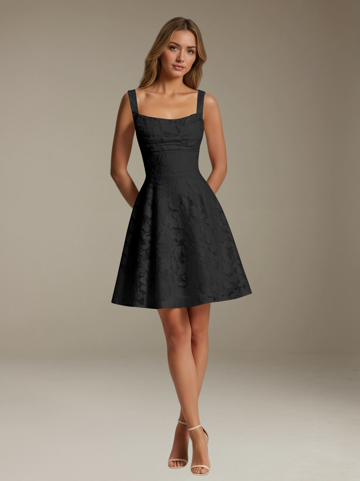 Women's Floral Square-Neck A-Line Mini Dress, Sleeveless