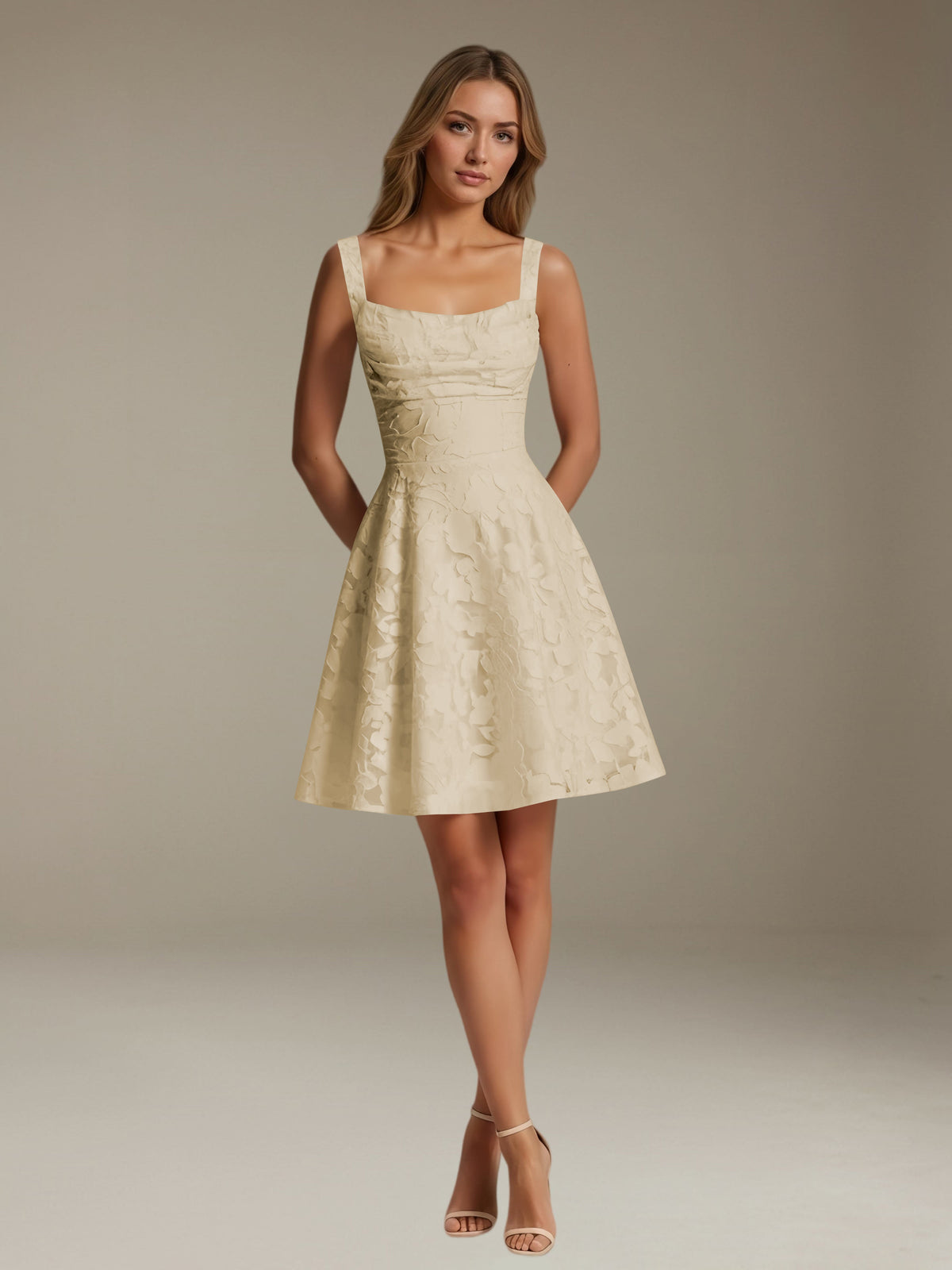 Women's Floral Square-Neck A-Line Mini Dress, Sleeveless