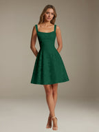 Women's Floral Square-Neck A-Line Mini Dress, Sleeveless