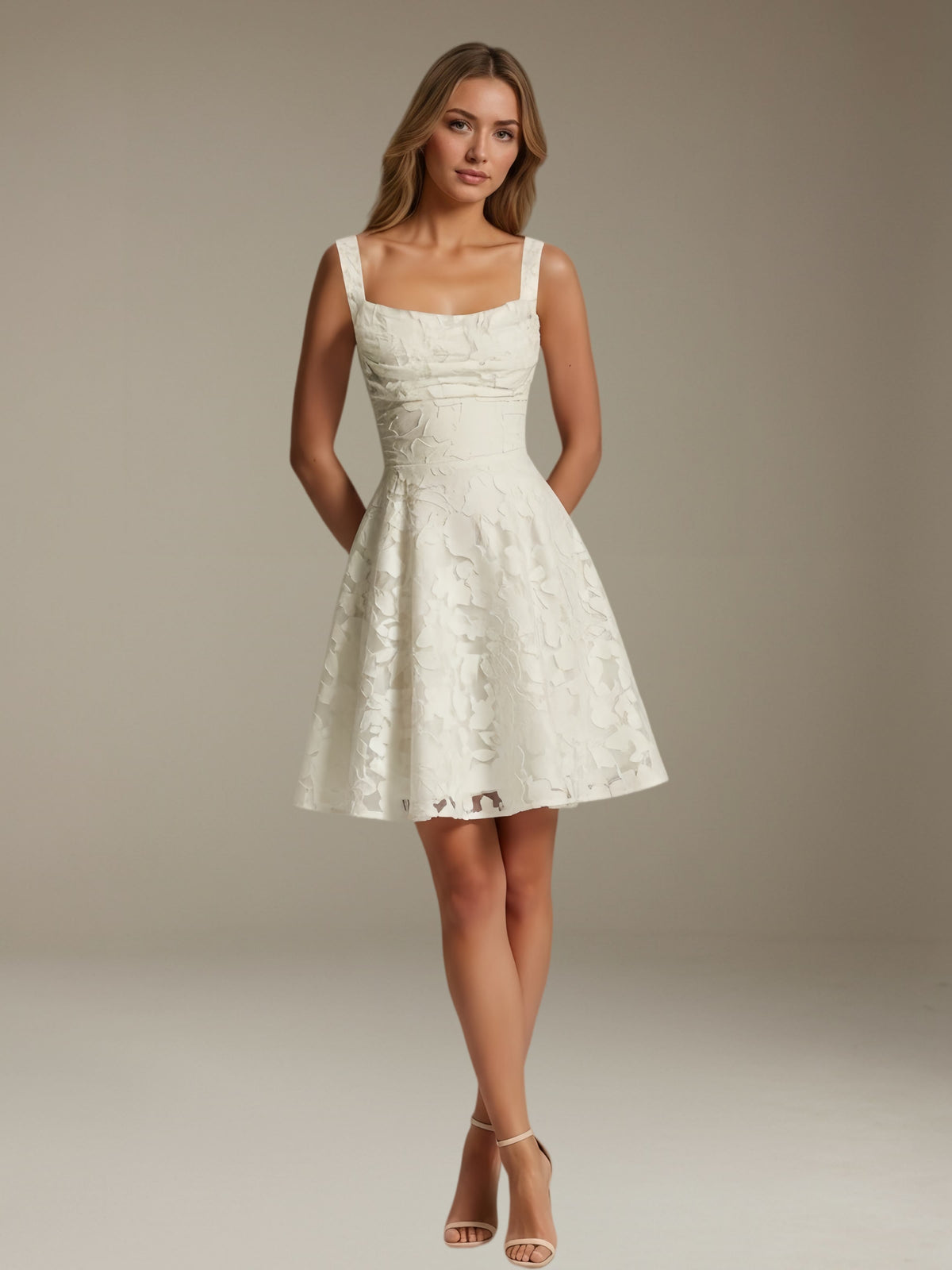 Women's Floral Square-Neck A-Line Mini Dress, Sleeveless