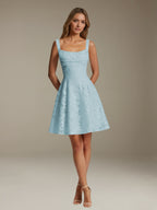 Women's Floral Square-Neck A-Line Mini Dress, Sleeveless