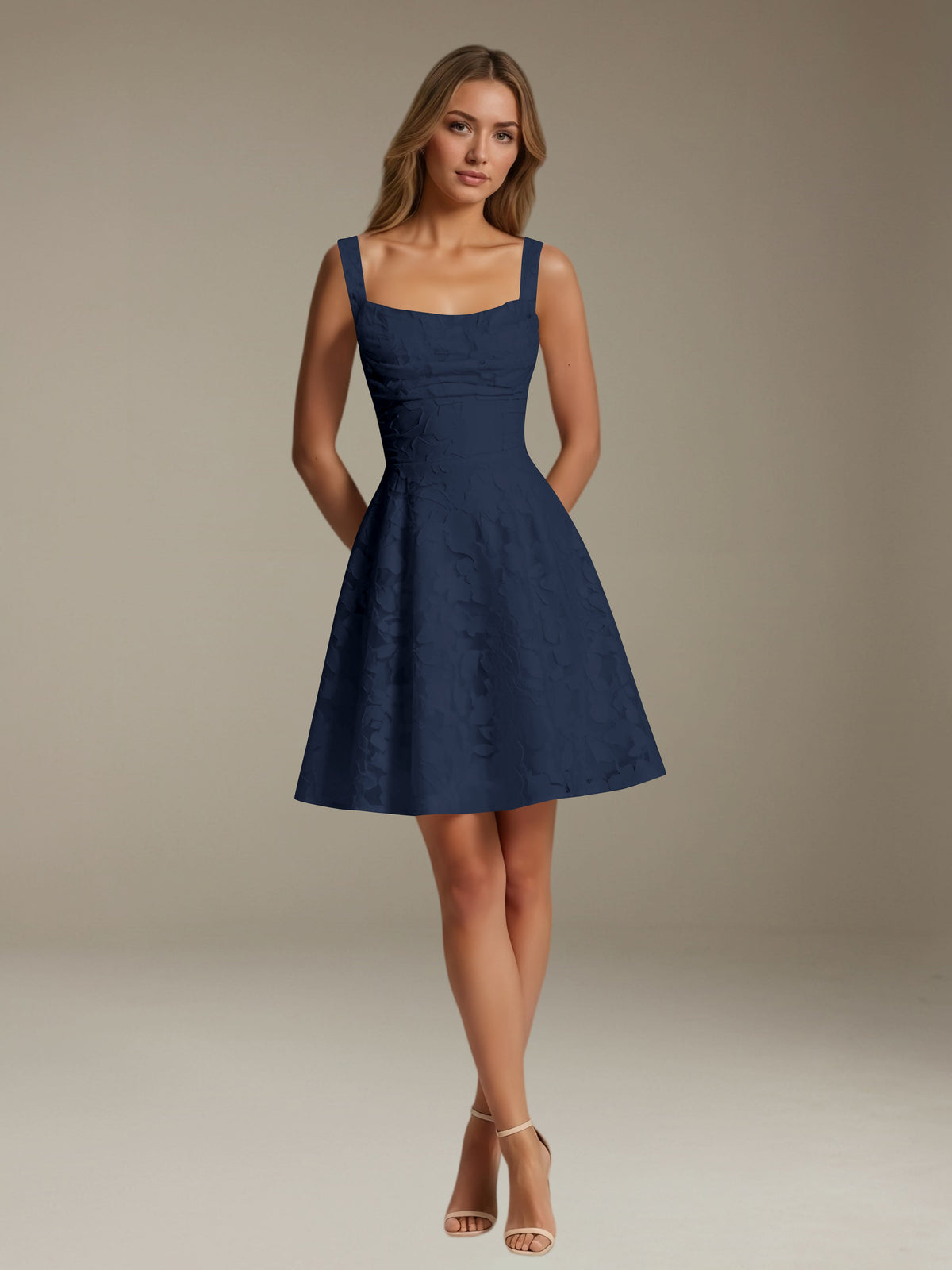 Women's Floral Square-Neck A-Line Mini Dress, Sleeveless