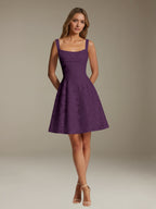 Women's Floral Square-Neck A-Line Mini Dress, Sleeveless