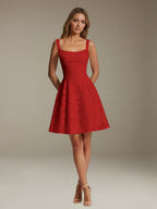Women's Floral Square-Neck A-Line Mini Dress, Sleeveless