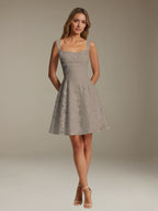 Women's Floral Square-Neck A-Line Mini Dress, Sleeveless