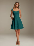 Women's Floral Square-Neck A-Line Mini Dress, Sleeveless