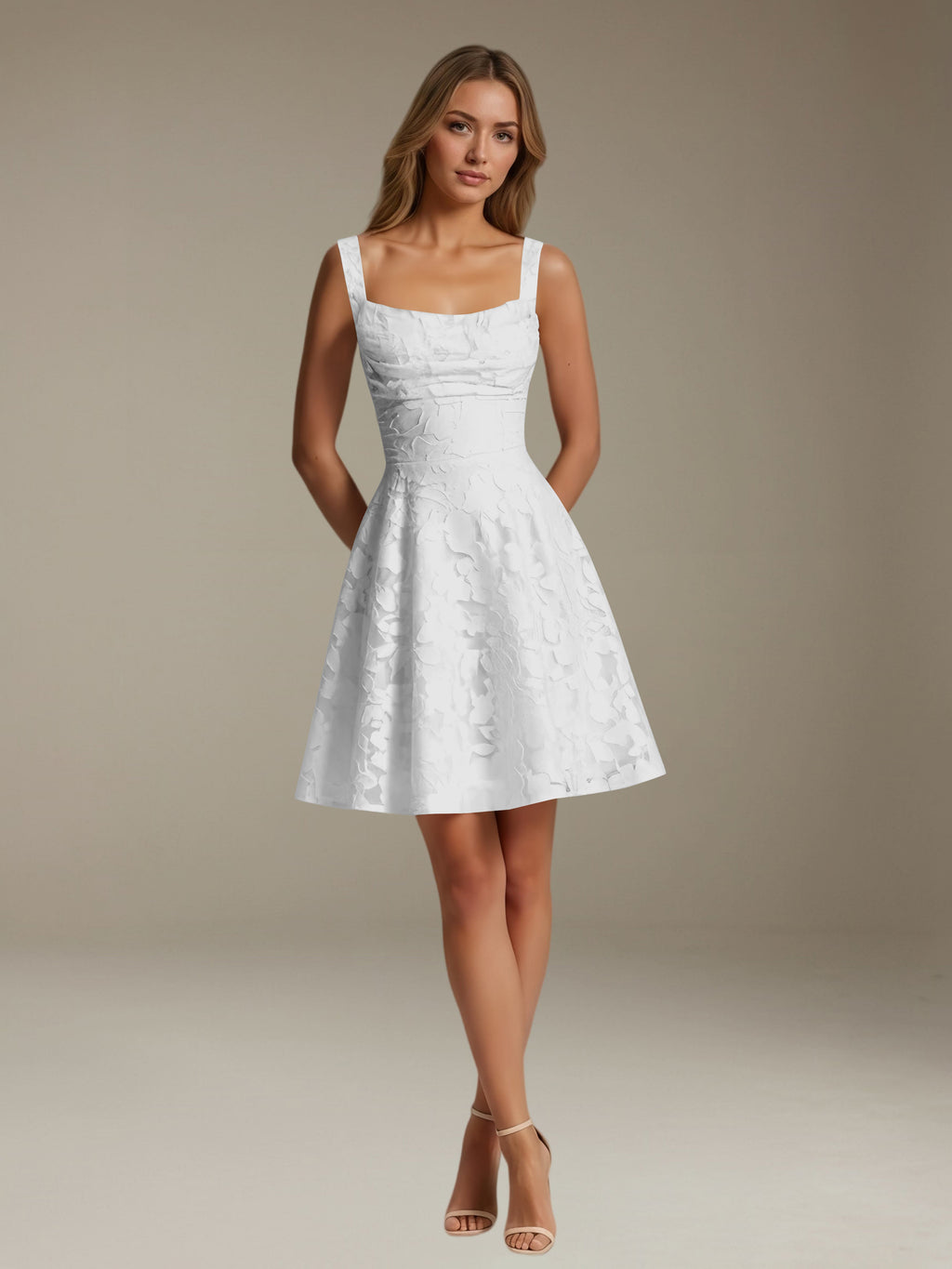 Women's Floral Square-Neck A-Line Mini Dress, Sleeveless