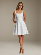Women's Floral Square-Neck A-Line Mini Dress, Sleeveless