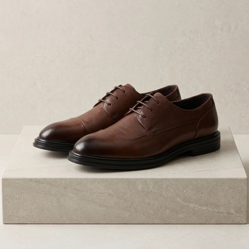 Ace Grey Leather Brogue Shoes